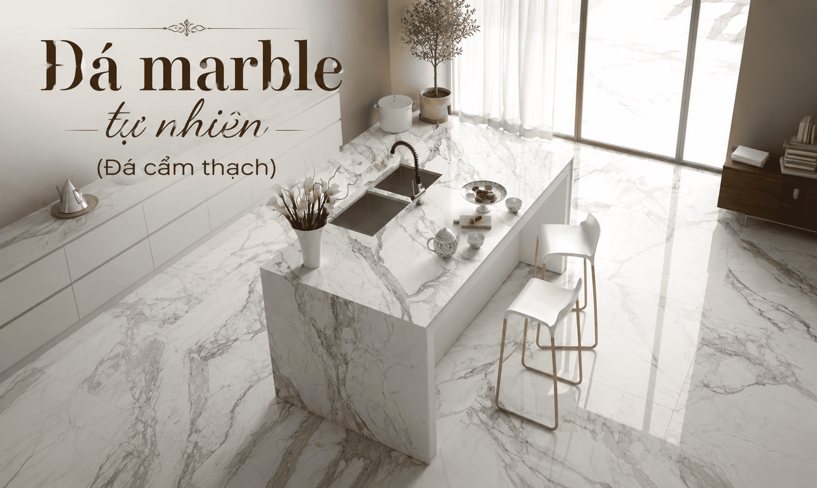 Đá Marble tự nhiên - tủ bếp bền