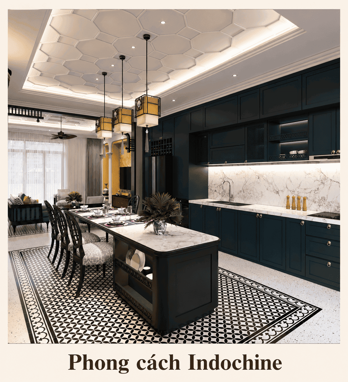 Phong cách Indochine - tủ bếp đẹp