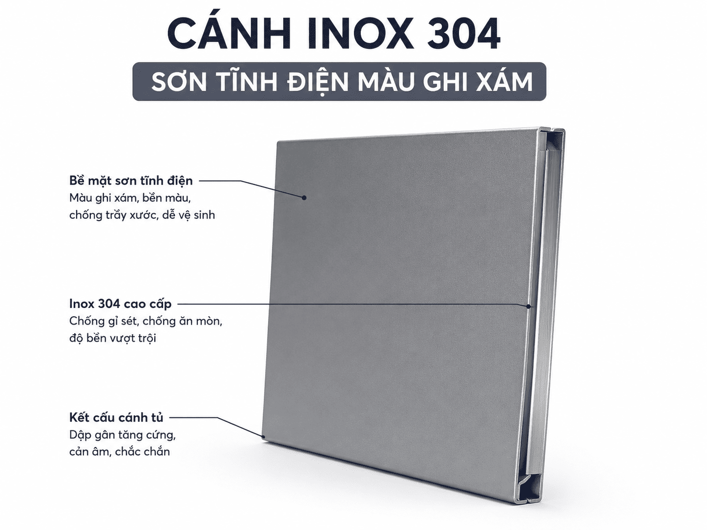 Cánh inox 304 sơn tĩnh điện - tủ bếp giá rẻ