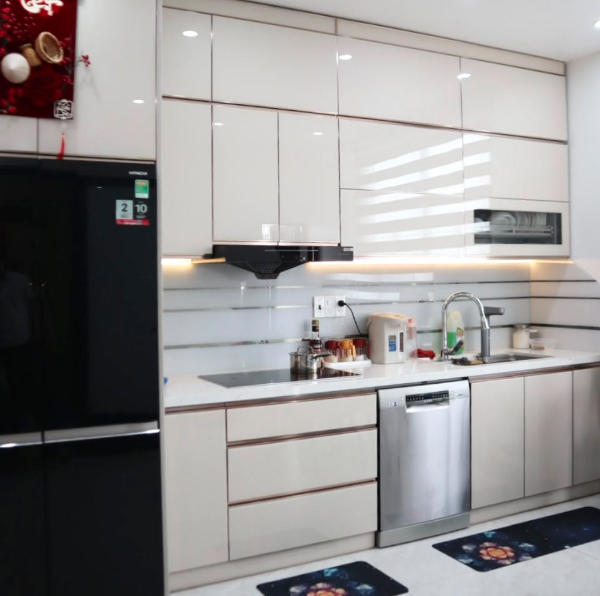 Tủ bếp inox cánh kính tủ kịch trần - tủ bếp inox cánh kính